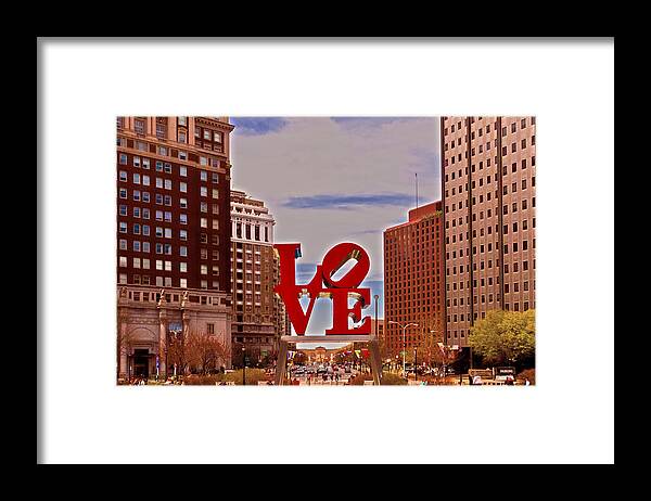 City Framed Print featuring the photograph Love Sculpture - Philadelphia - 2 by Lou Ford
