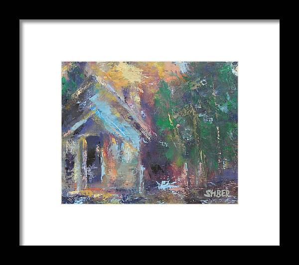 Oil Framed Print featuring the painting Love Shack by Kathy Stiber