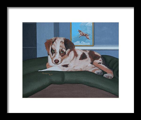 Australian Shepherd Framed Print featuring the painting Loverboy by Michael Putnam