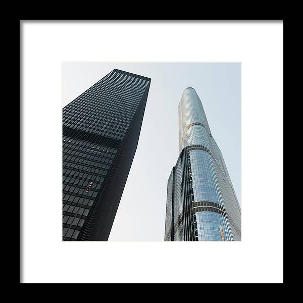 Black Color Framed Print featuring the photograph Low Angle View Of Two Skyscrapers Trump by Keith Levit / Design Pics