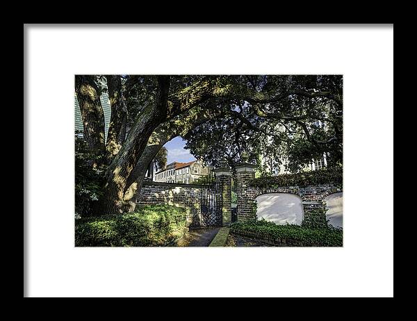 Charleston Framed Print featuring the photograph Low Country Courtyard by Walt Baker