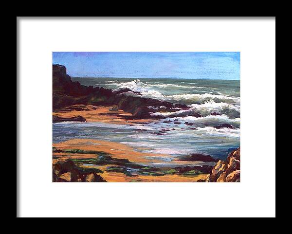 Oceanscape Framed Print featuring the pastel Low Tide Pescadero Beach by Marian Berg