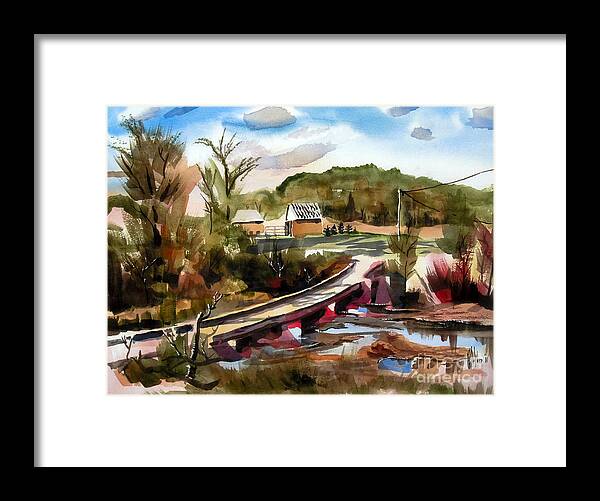 Low Water Bridge Ii Framed Print featuring the painting Low Water Bridge II by Kip DeVore