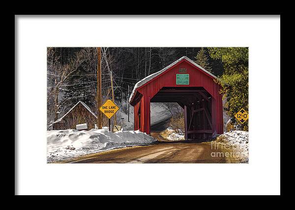 lower Covered Bridge. Framed Print featuring the photograph Lower Covered Bridge. by New England Photography