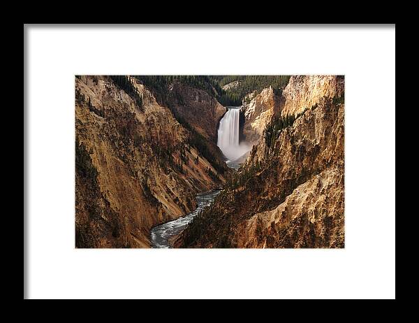 Yellowstone National Park Framed Print featuring the photograph Lower Falls of Yellowstone by Leda Robertson