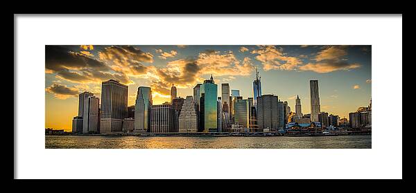 Manhattan Framed Print featuring the photograph Lower Manhattan Sunset 3-1 by Chris McKenna