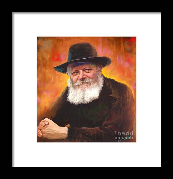 Lubavitcher Rebbe Framed Print featuring the painting Lubavitcher Rebbe by Sam Shacked