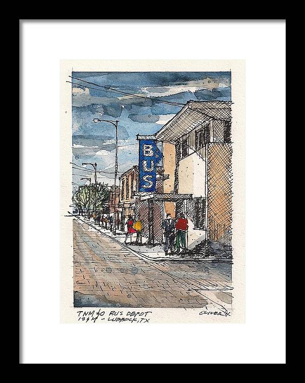 Tnm&o Framed Print featuring the mixed media Lubbock Bus Station by Tim Oliver