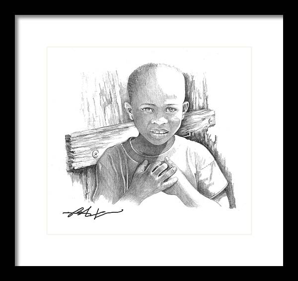Boy Framed Print featuring the drawing Luc by Bob Salo