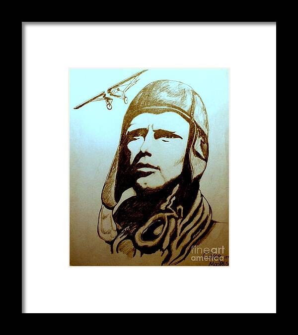 Lindbergh Framed Print featuring the drawing Lucky Lindy by Greg Moores