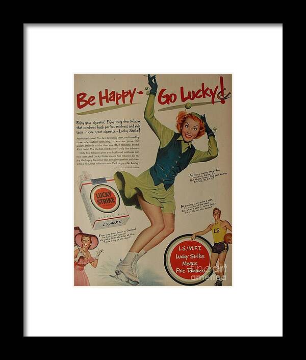 Vintage Framed Print featuring the photograph Lucky Strike Poster by Action