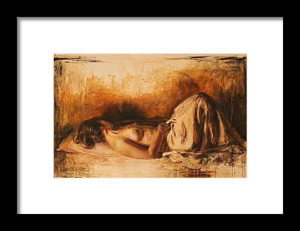 Nude Framed Print featuring the painting Lucretia by Escha Van den bogerd