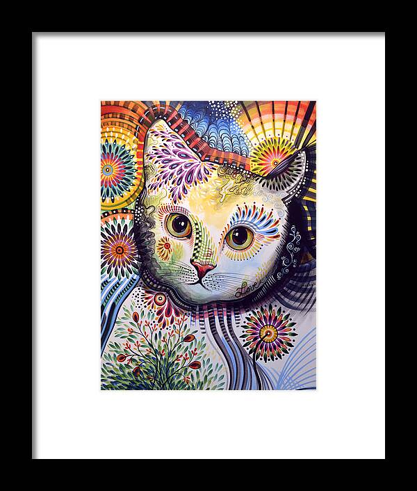 Cat Framed Print featuring the painting Lucy ... Abstract cat art by Amy Giacomelli