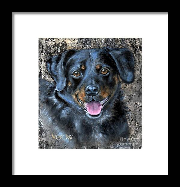 Dog Framed Print featuring the painting Lucy by Wendy Ray