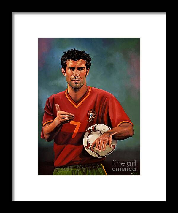 Luis Figo Framed Print featuring the painting Luis Figo by Paul Meijering