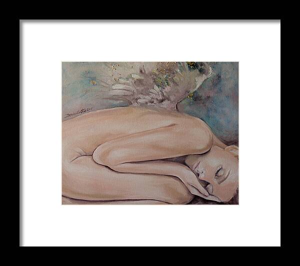 Angels Framed Print featuring the painting Lullaby by Dorina Costras