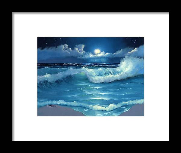 Seascape Framed Print featuring the painting Lullaby in Moonlight by Kathie Camara