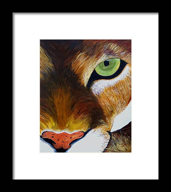 Mountain Lion Framed Print featuring the painting Lunch by Donna Blackhall