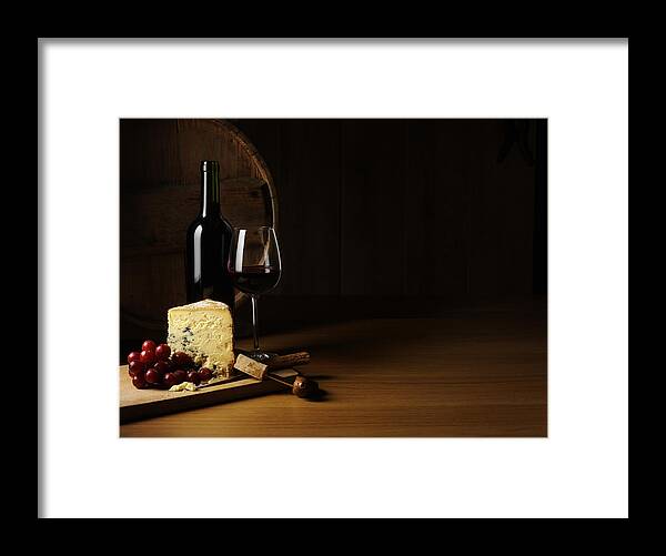 Cheese Framed Print featuring the photograph Luxury Cheese and Wine by Wragg