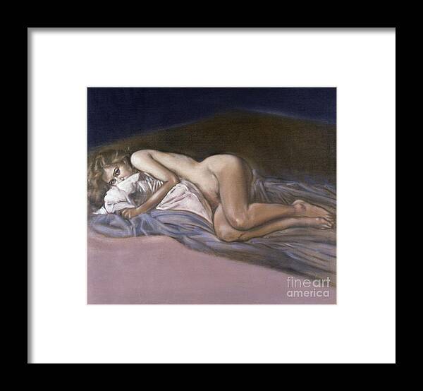 Nude Framed Print featuring the painting Lying Nude by Ritchard Rodriguez