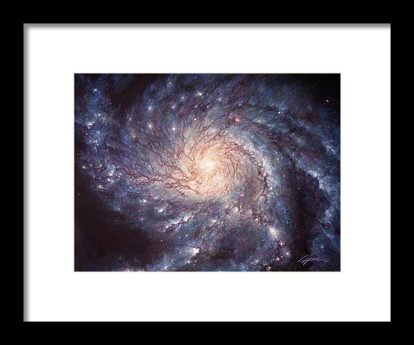 Galaxy Framed Print featuring the painting M101 Pinwheel Galaxy by Lucy West