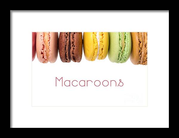Background Framed Print featuring the photograph Macaroons isolated by Jane Rix