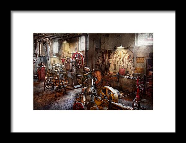 Machinist Framed Print featuring the photograph Machinist - A room full of memories by Mike Savad