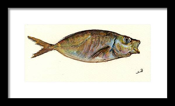 Bait Fish Framed Print featuring the painting Mackerel scad by Juan Bosco