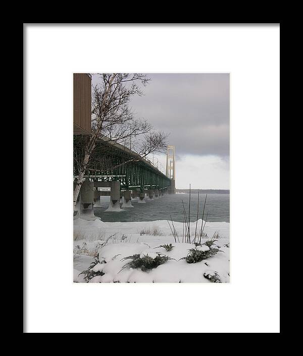 Winter Framed Print featuring the photograph Mackinac Bridge at Christmas by Keith Stokes