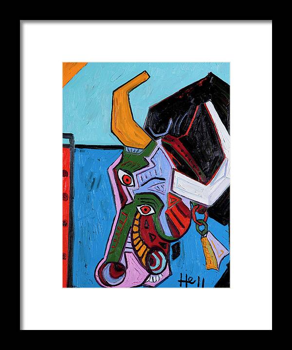  Framed Print featuring the painting Mad Cow 24x18 by Hans Magden