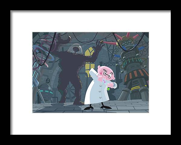 Professor Framed Print featuring the painting Mad Professor Experiment by Martin Davey