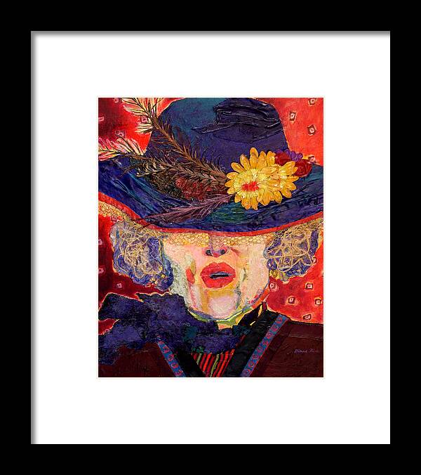 Flowers On A Hat Framed Print featuring the mixed media Madame Hatter by Diane Fine