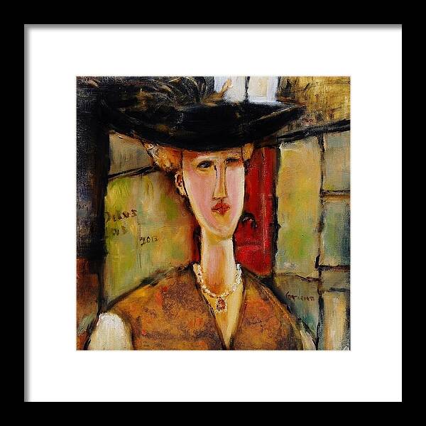 Modigliani Framed Print featuring the painting Madame Pompador as A Tribute to Modigliani by Jean Cormier
