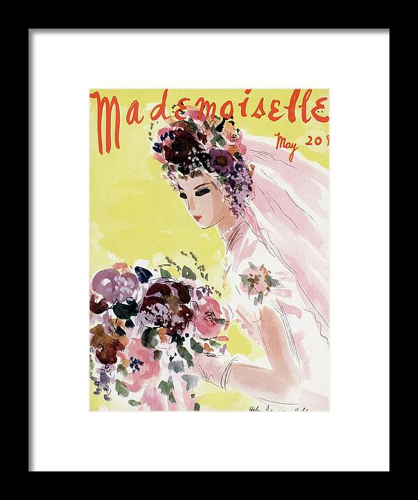 Illustration Framed Print featuring the photograph Mademoiselle Cover Featuring A Bride by Helen Jameson Hall