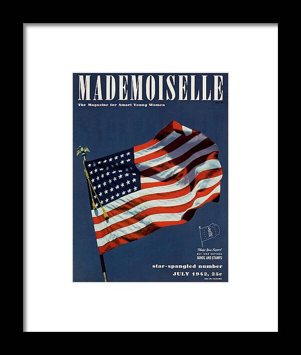 Military Framed Print featuring the photograph Mademoiselle Cover Featuring The U.s. Flag by Luis Lemus