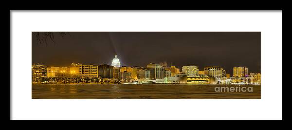 Capitol Framed Print featuring the photograph Madison - Wisconsin City panorama - no fireworks by Steven Ralser