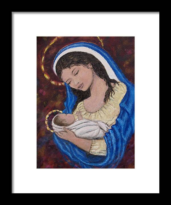 Mary Framed Print featuring the painting Madonna of the Burgundy Tapestry - Cropped by Kathleen McDermott