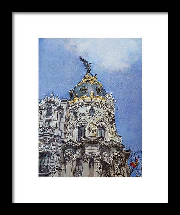 Architecture Framed Print featuring the painting Madrid by Henrieta Maneva