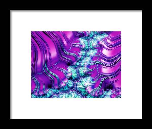 Fractal Art Framed Print featuring the digital art Magenta and Aqua Soft Fractal Abstract by Imagery by Charly