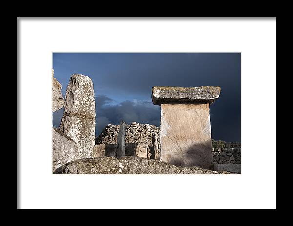 Ancient Framed Print featuring the photograph Bronze edge in Minorca called Talaiotic age unique at world - Magic Island 1 by Pedro Cardona Llambias