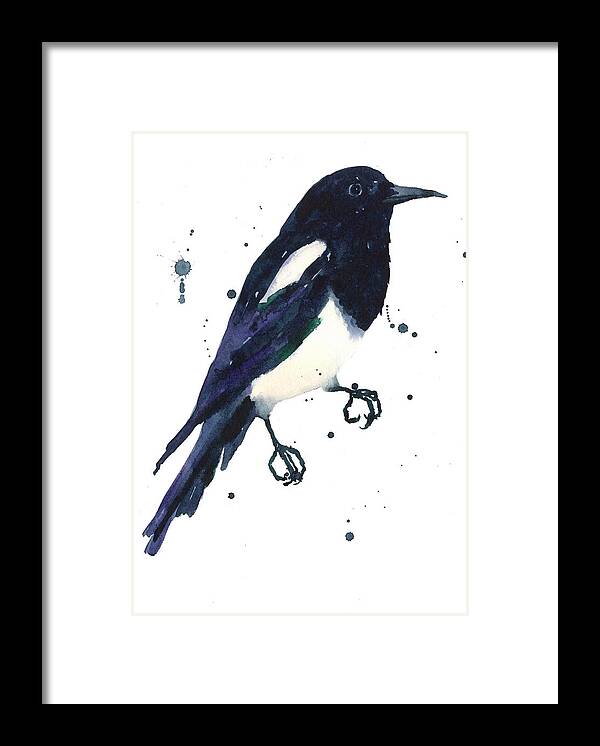 Magpie Painting Framed Print featuring the painting Magpie Painting by Alison Fennell
