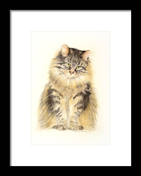 Maine Coon Cat Framed Print featuring the painting Maine Coon Cat by Bonnie Rinier