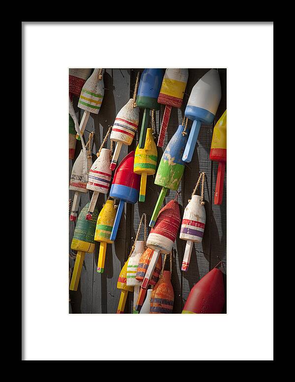 Art Framed Print featuring the photograph Maine Fishing Buoys by Randall Nyhof
