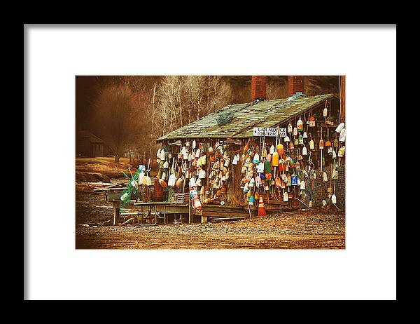 Maine Landscape Photography Framed Print featuring the photograph Maine lobster buoys by Jeff Folger