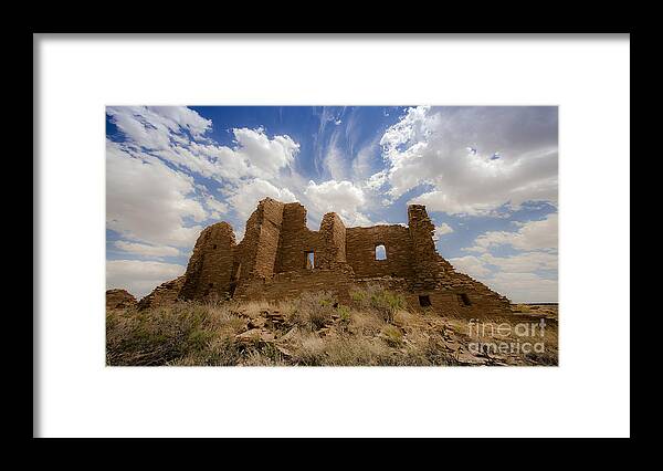 Majestic Blue Sky Framed Print featuring the photograph Majestic Blue Sky Over Ancient Pueblo Pintado On Navajo Indian Reservation New Mexico by Jerry Cowart
