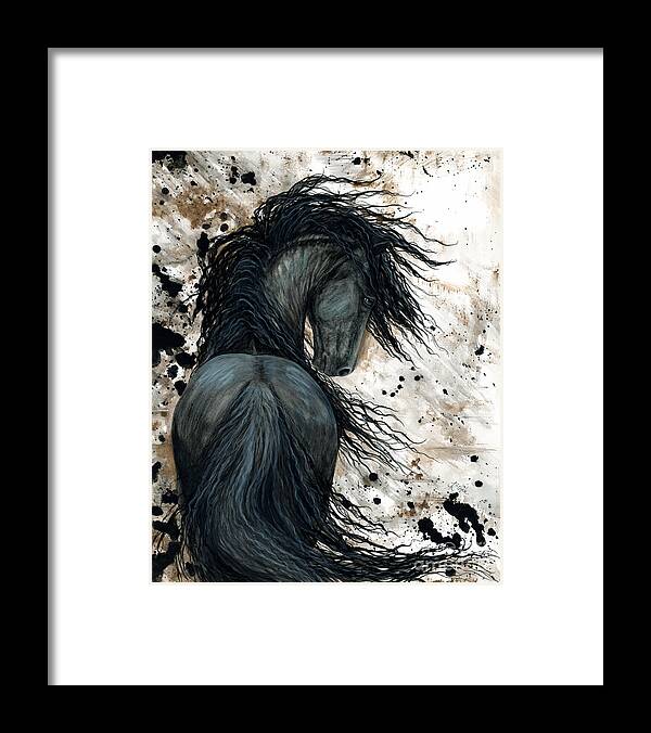 Friesian Framed Print featuring the painting Majestic Friesian Horse 123 by AmyLyn Bihrle