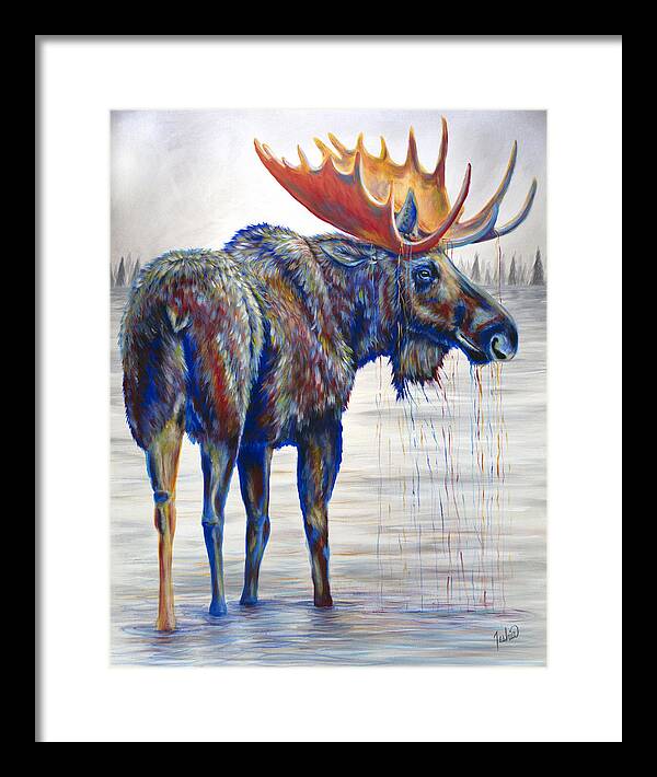 Moose Framed Print featuring the painting Majestic Moose by Teshia Art