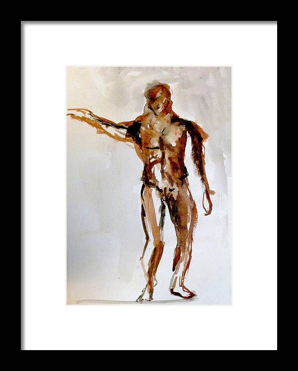 Watercolor Framed Print featuring the painting Male Figure by James Gallagher