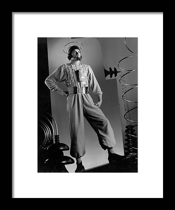 Accessories Framed Print featuring the photograph Male Model Wearing Futuristic Gray Jumpsuit by Anton Bruehl