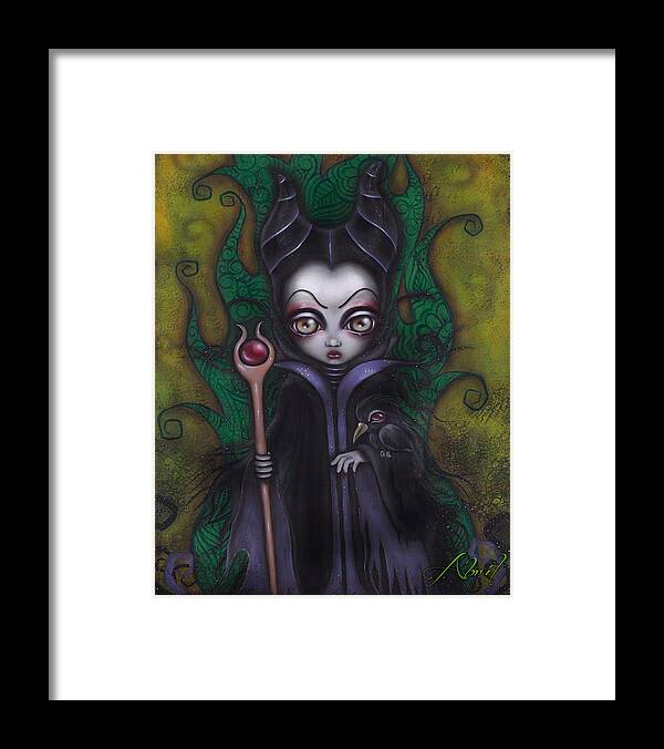 Villains Framed Print featuring the painting Maleficent by Abril Andrade